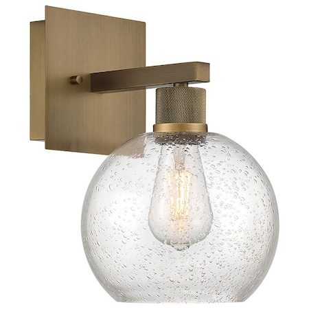Access Lighting Port Nine Burgundy, Burgundy LED Wall Sconce, Antique Brushed Brass Finish, Seeded Glass 63145LEDDLP-ABB/SDG
